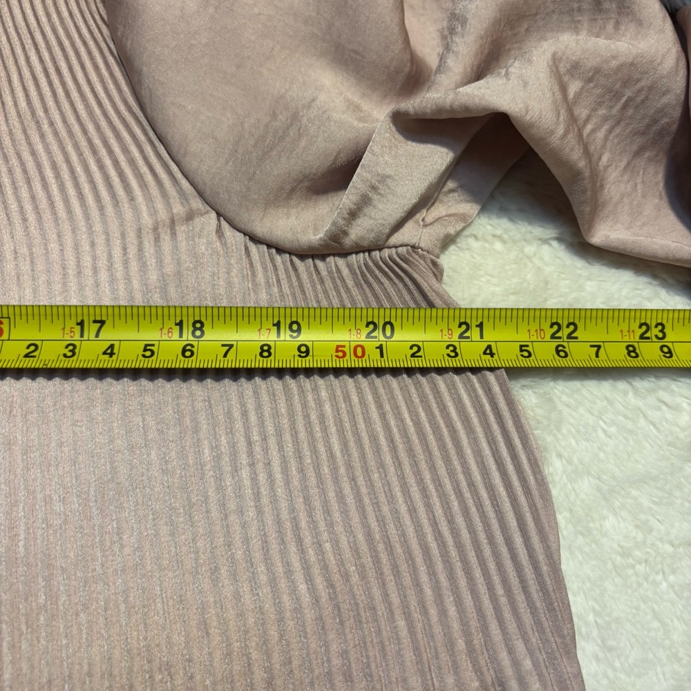 Lucky Brand Blouse Small Blush Pink Pleated Peasant Top Flowy Long Sleeves Ties - Picture 11 of 15